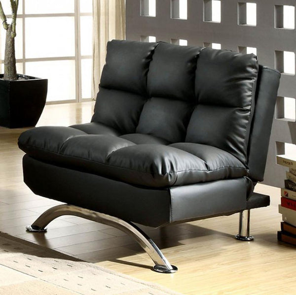 BM131164 Aristo Contemporary Aristo Single Sofa Chair With Leather Black Finish