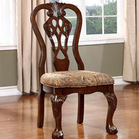 BM131209 Elana Side Chair With Fabric, Brown Cherry Finish, Set Of 2
