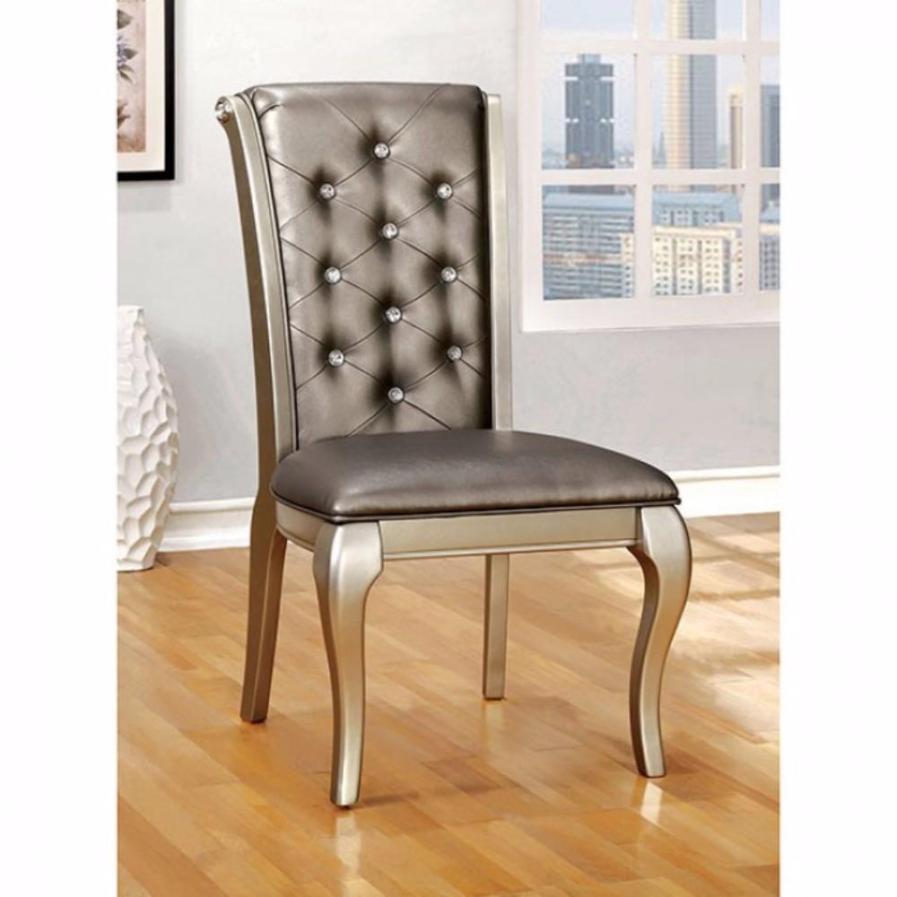 Amina Contemporary Side Chair In Silver, Silver Finish, Set of 2 - BM131214