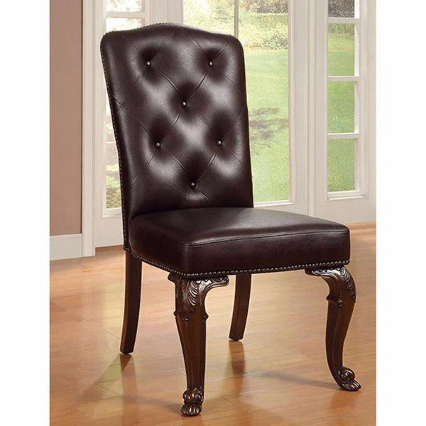 BM131228 Bellagio Side Chair With Leather Upholstery, Brown Cherry, Set Of 2