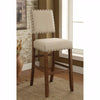 BM131232 Sania Rustic Bar Chair In Ivory Linen, Set Of 2