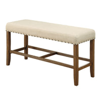 BM131238 Sania Rustic Counter Height Bench In Ivory Linen