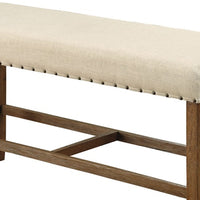 Sania Rustic Counter Height Bench In Ivory Linen - BM131238