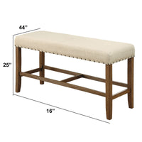 Sania Rustic Counter Height Bench In Ivory Linen - BM131238