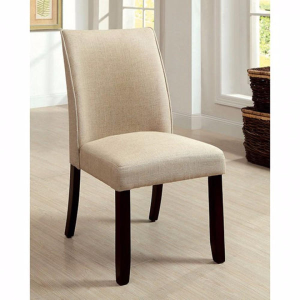 BM131291 Cimma Contemporary Side Chair, Ivory & Espresso, Set Of 2