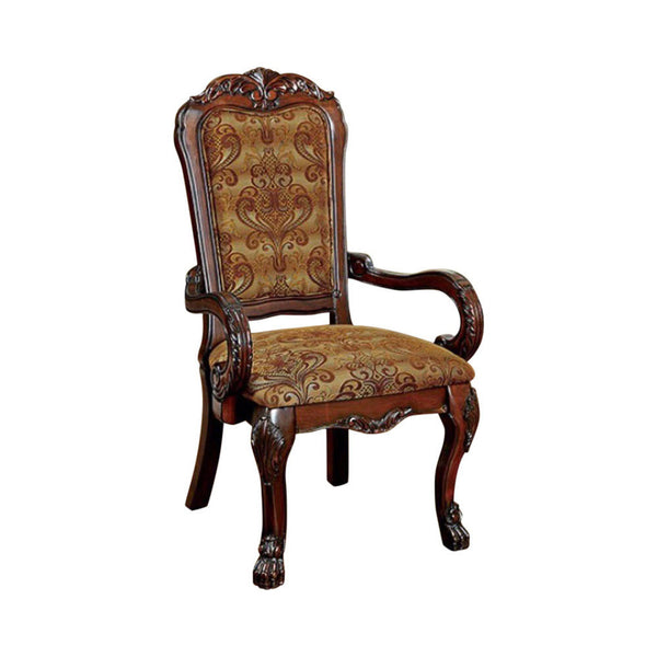 BM131293 Medieve Traditional Arm Chair, Cherry Finish, Set Of 2