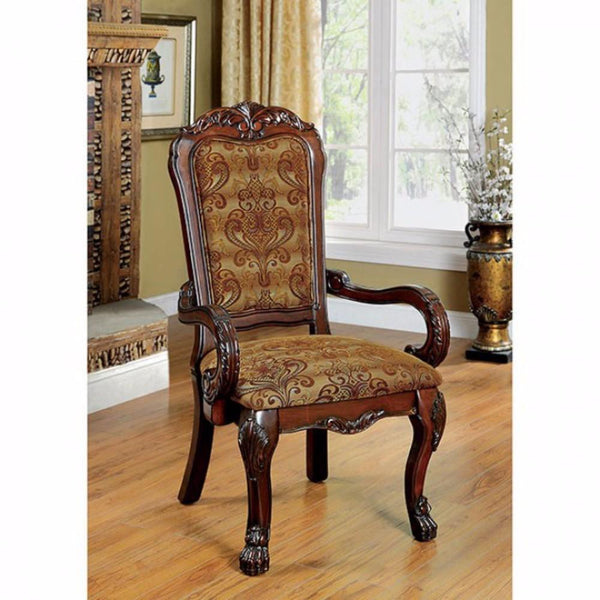 BM131293 Medieve Traditional Arm Chair, Cherry Finish, Set Of 2