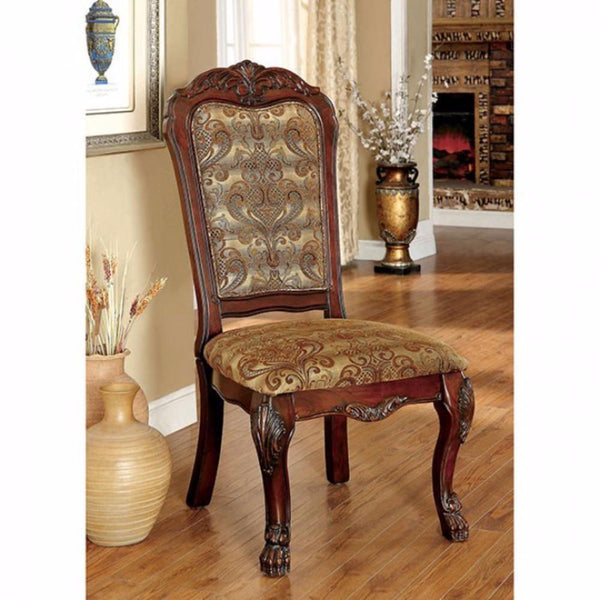 BM131294 Medieve Traditional Side Chair, Cherry Finish, Set Of Two