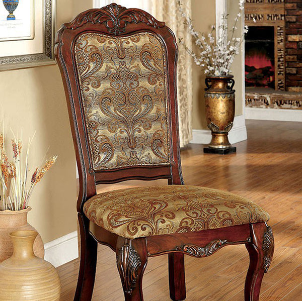 BM131294 Medieve Traditional Side Chair, Cherry Finish, Set Of Two