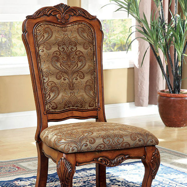 BM131295 Medieve Side Chair Seat - Cal Foam, Antiqued Oak Finish,Set Of Two