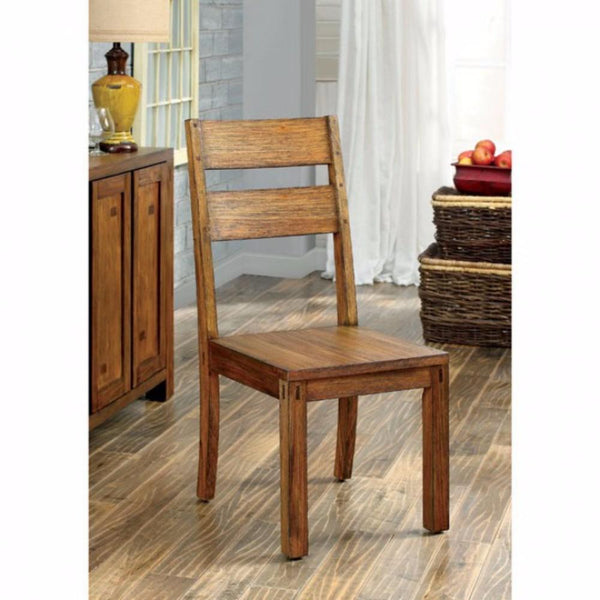 BM131303 Frontier Rustic Side Chair, Natural Teak Finish, Set Of 2