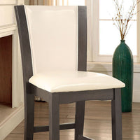 BM131320 Manhattan I Side Chair With White Pu, Gray, Set Of 2