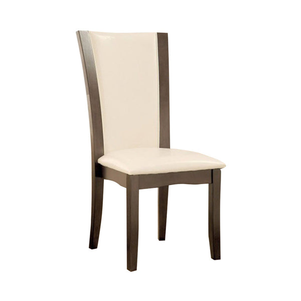 BM131320 Manhattan I Side Chair With White Pu, Gray, Set Of 2