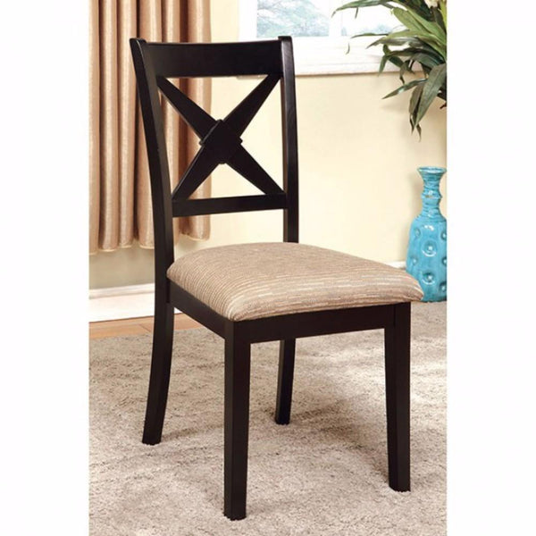 BM131333 Liberta Transitional Side Chair, Fabric With Black Finish, Set Of 2