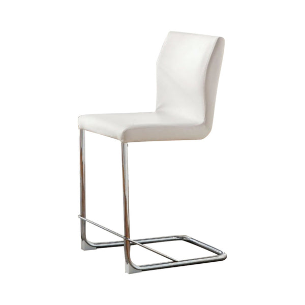 BM131343 Lodia II Contemporary Counter Height Chair Withwhite Pu, Set Of 2