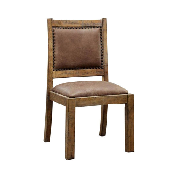 BM131348 Gianna Cottage Side Chair With Fabric, Rustic Pine, Set Of Two