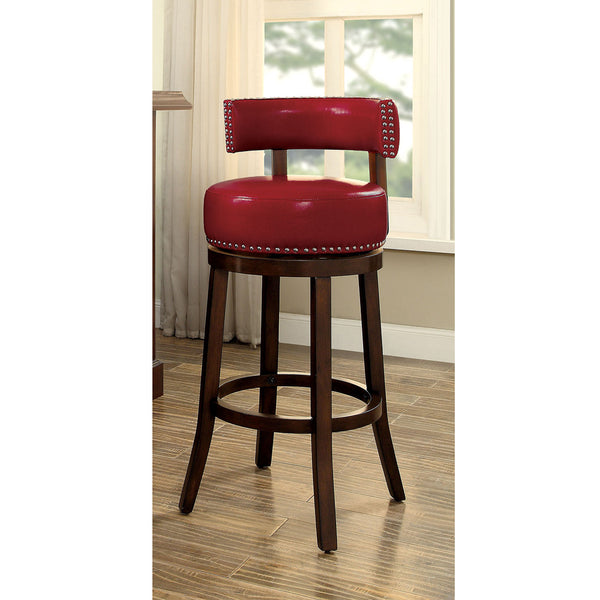 BM131353 Shirley Contemporary 24" Barstool Withpu Cushion, Red Finish, Set Of 2