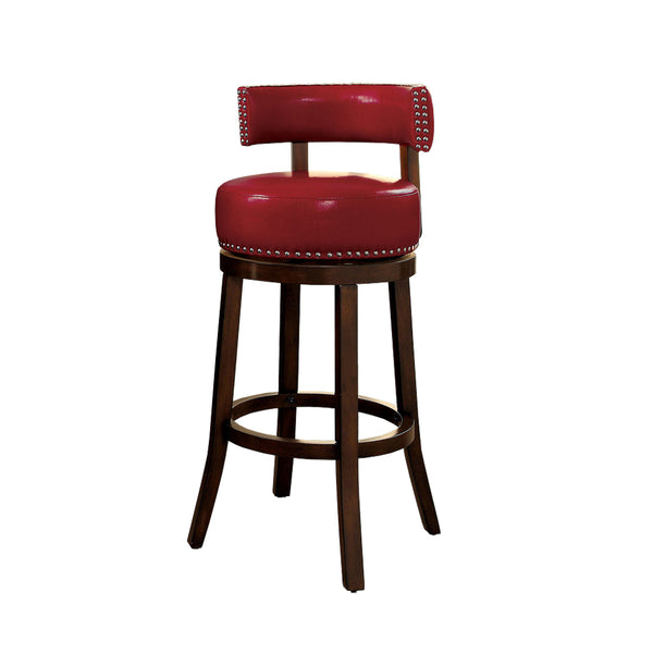 BM131353 Shirley Contemporary 24" Barstool Withpu Cushion, Red Finish, Set Of 2