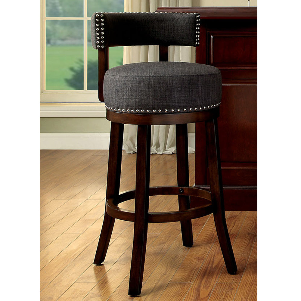 BM131356 Lynsey 24"Barstool Withlinen Cushion, Gray Finish, Set Of 2