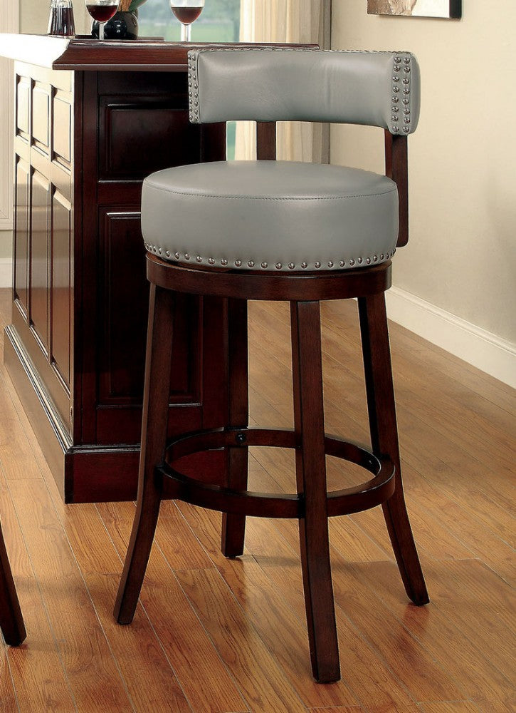 BM131359 Shirley 29" Barstool Withpu Cushion, Gray Finish, Set Of 2