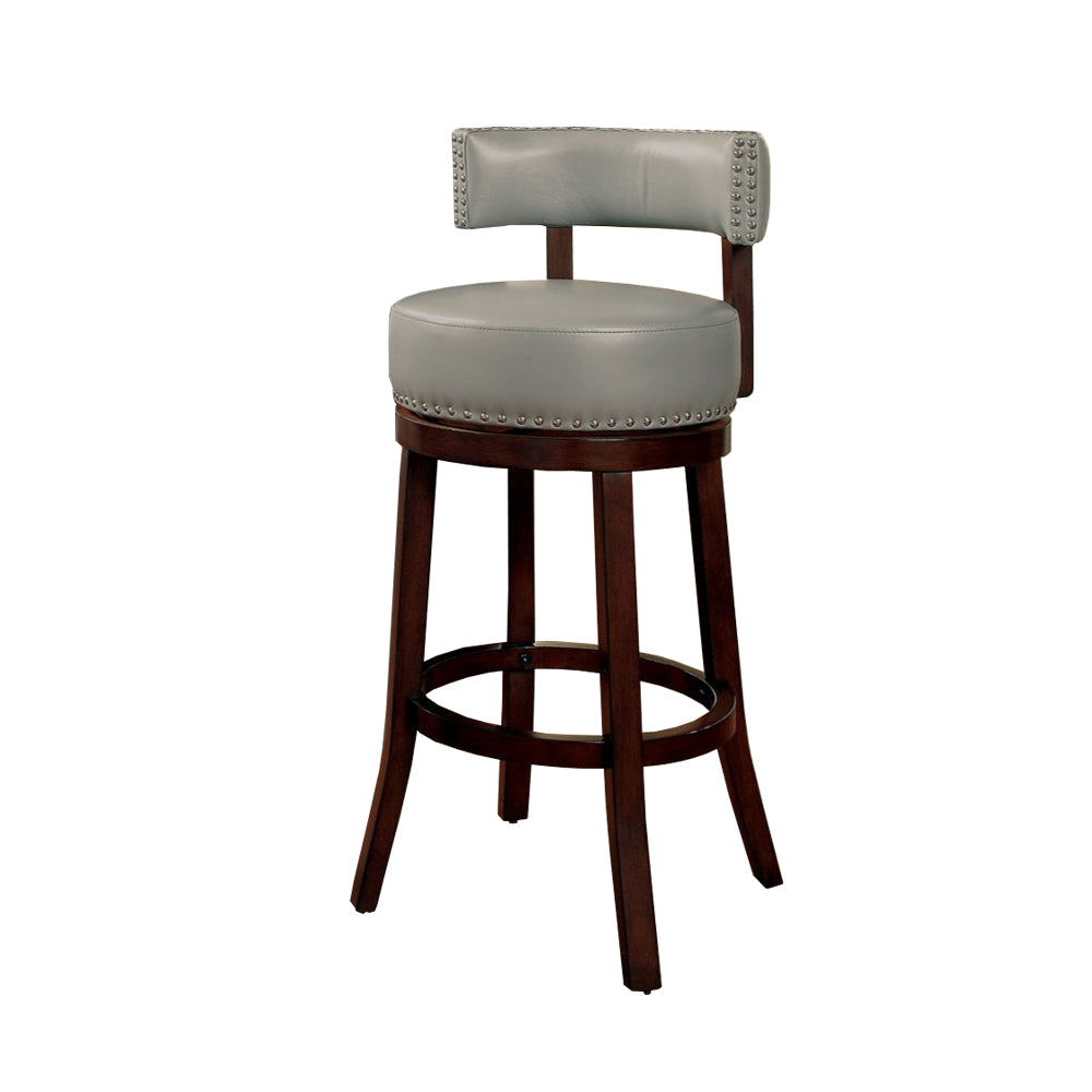 BM131359 Shirley 29" Barstool Withpu Cushion, Gray Finish, Set Of 2