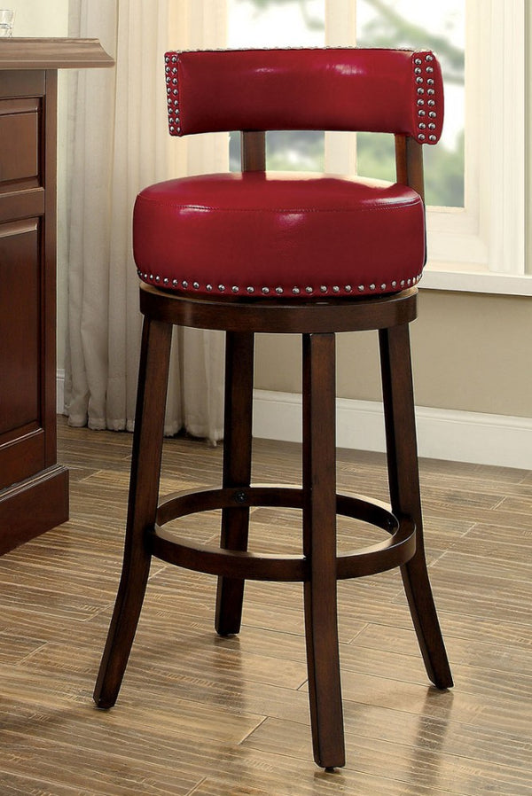 BM131360 Shirley 29" Barstool Withpu Cushion, Red Finish, Set Of 2