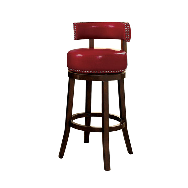 BM131360 Shirley 29" Barstool Withpu Cushion, Red Finish, Set Of 2