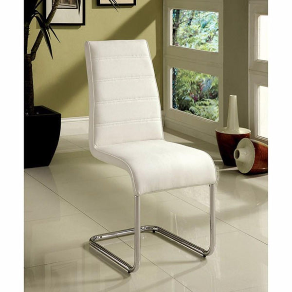 BM131375 Mauna Contemporary Side Chair With Steel Tube,White Finish, Set Of Two