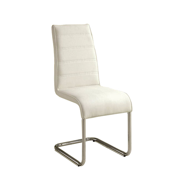 BM131375 Mauna Contemporary Side Chair With Steel Tube,White Finish, Set Of Two