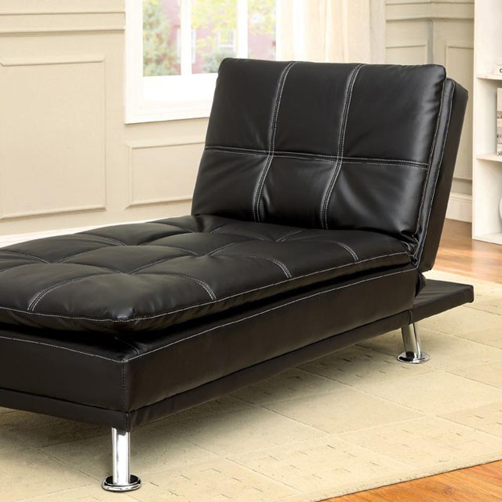 BM131431 Modern Style Leatherette Chaise, Black
