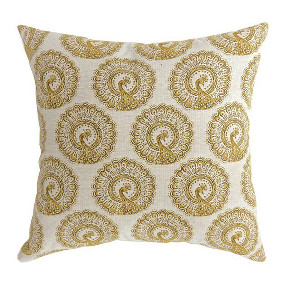BM131624 -FIFI Contemporary Big Pillow With pattern Fabric, Yellow Finish, Set of 2