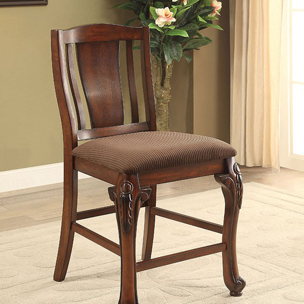 BM131797 Johannesburg Traditional Counter Height Chair, Brown Cherry, Set Of 2