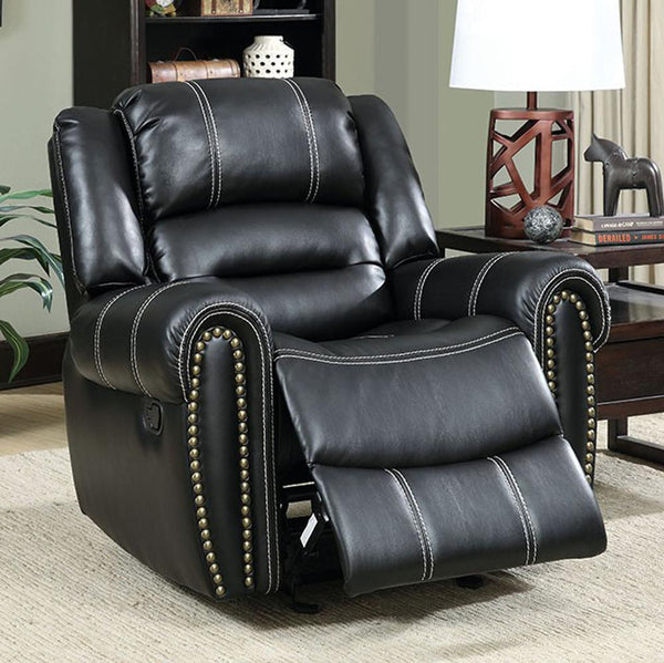 Frederick Transitional Glider Recliner Single Chair, Black Finish - BM131820