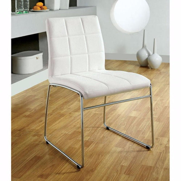 BM131831 Oahu Contemporary Side Chair With Steel Tube, White Finish, Set Of 2