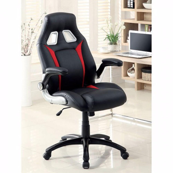 Argon Contemporary Racing Car Office Chair, Black & Red Finish - BM131850