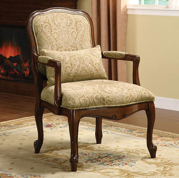 Waterville Traditional Accent Fabric Chair With Pillow, Dark Cherry - BM131919