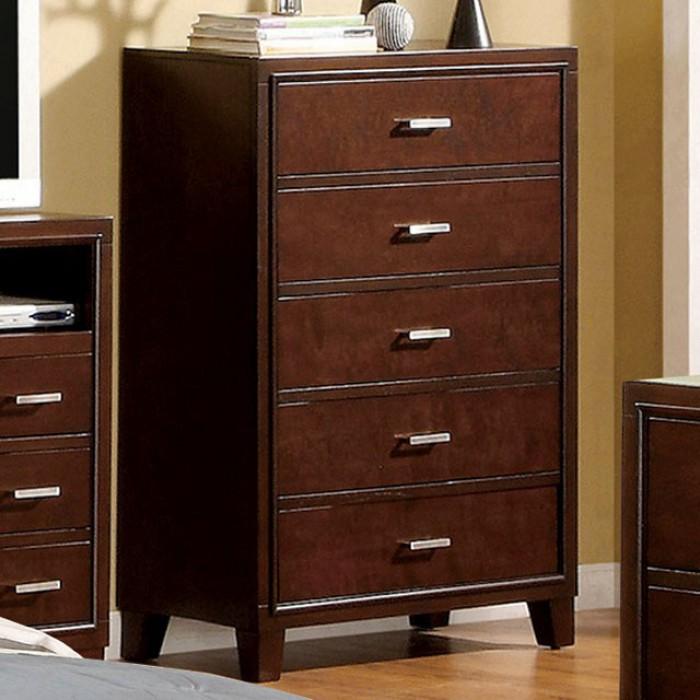 Wooden Utility Chest With Tapered Legs,  Brown Cherry - BM137894