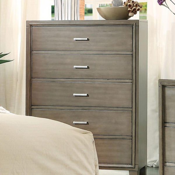 BM137896 -Contemporary Style Wooden Chest With Tapered Legs, Gray