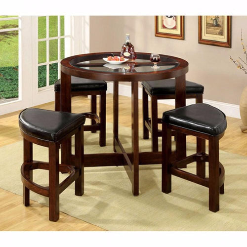 Crystal Cove I Quaint Virile 5 Piece Counter Height Table Set, Dark Walnut - BM138063