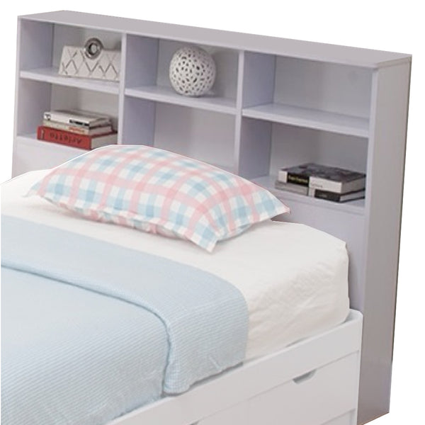 Wooden Full Size Bookcase Headboard with 6 Open Shelves, White - BM141867