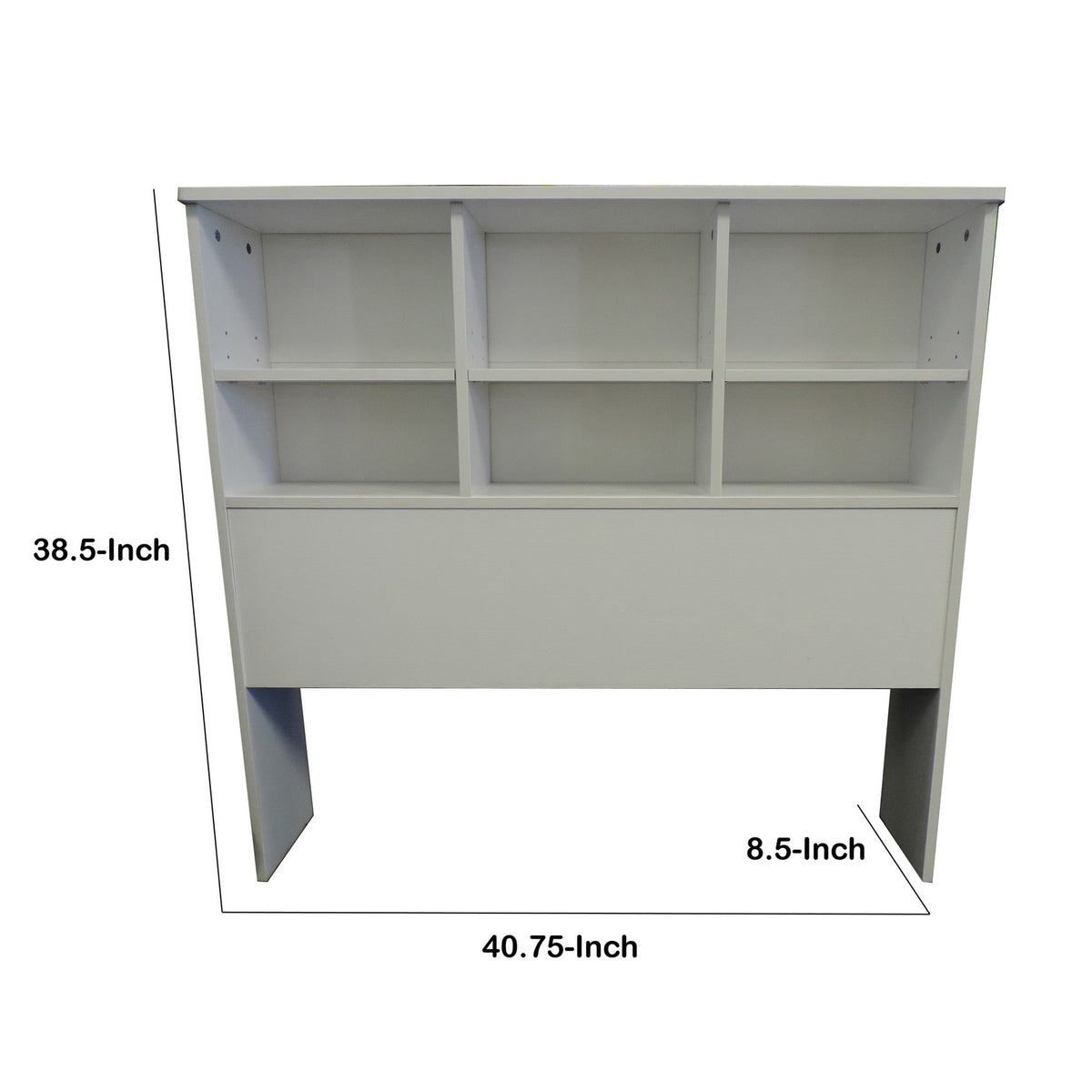 Wooden Twin Size Bookcase Headboard with 6 Open Shelves, White - BM141868