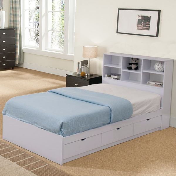 Contemporary Style Wooden Frame Twin Size Chest Bed with 3 Drawers, White - BM141870