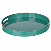 BM145602 Mimosa Round Tray With Cutout Handles, Green