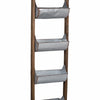 5 Tier Wood and Metal Ladder Planter, Brown and Silver - BM148588