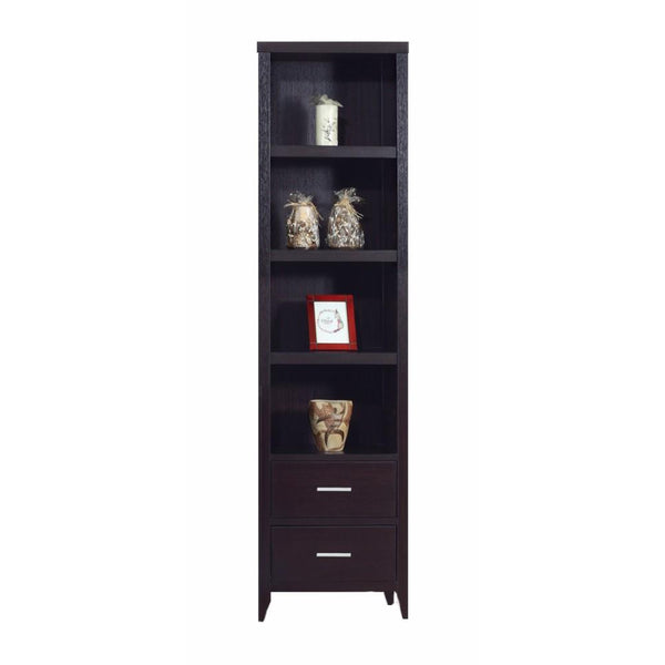 BM148734 Well- Designed Media Tower With Display Shelves, Dark Brown