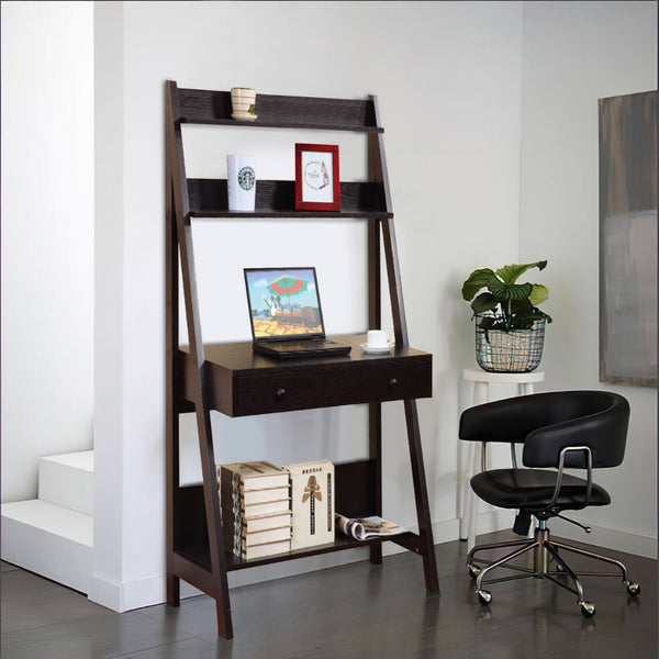 Contemporary Style Ladder Desk With 3 Open Shelves - BM148747