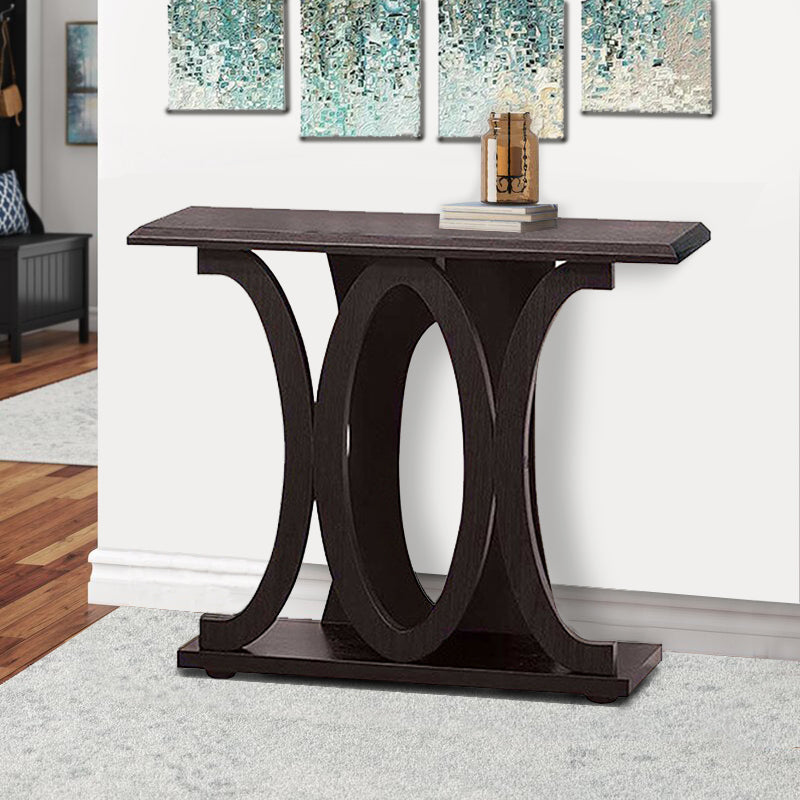 Stylish Console Table With Base Shelf, Dark Brown - BM148762