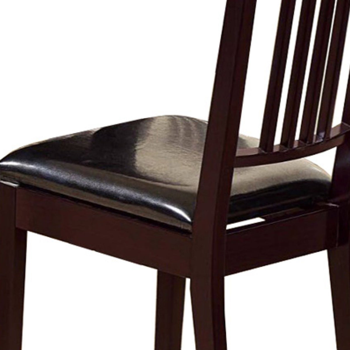 Comfortable Dining Chair With Lustrous Finish Seat, Set of Two, Dark Brown - BM148909