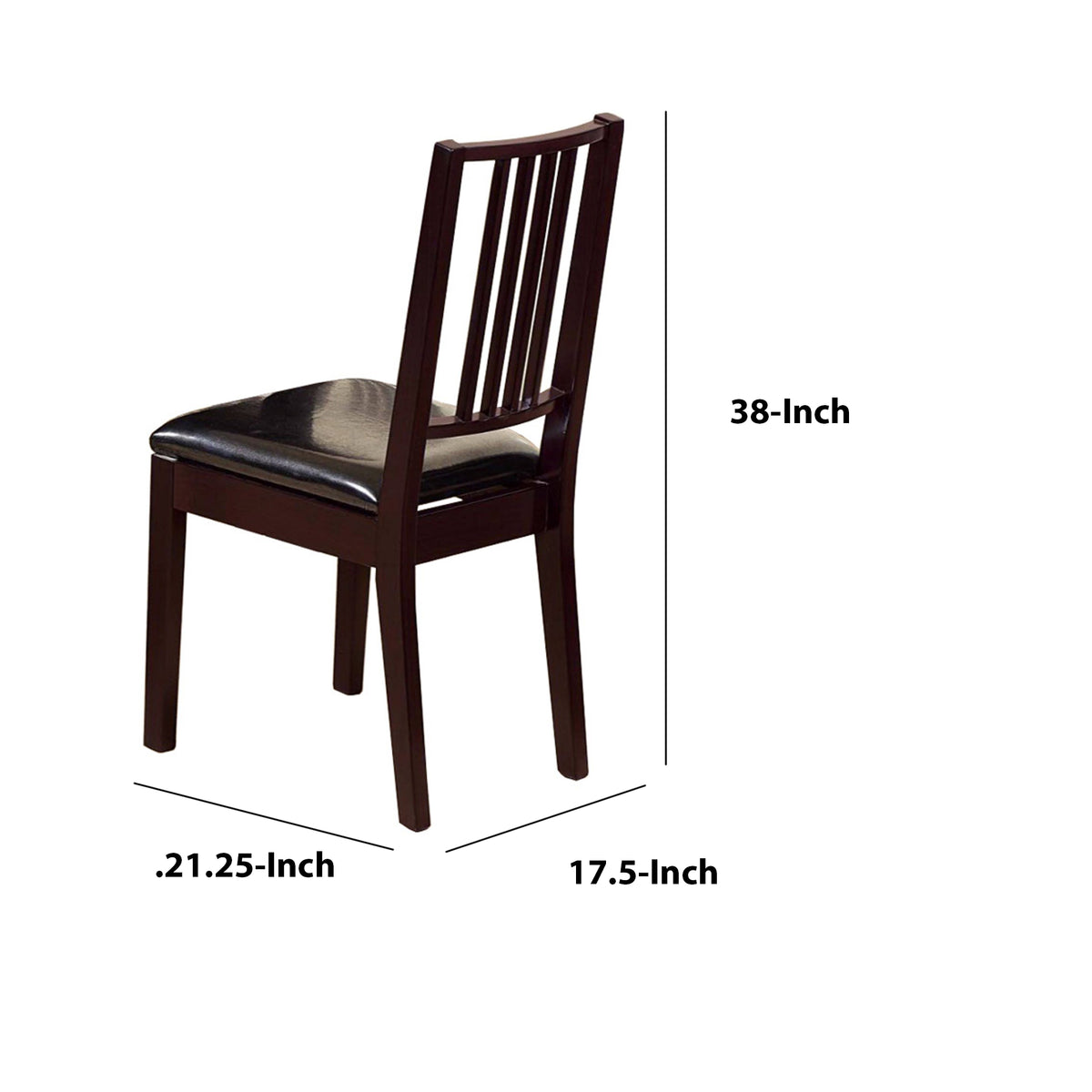 Comfortable Dining Chair With Lustrous Finish Seat, Set of Two, Dark Brown - BM148909