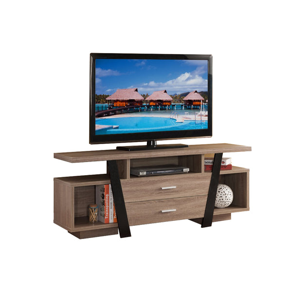 BM148921 Striking TV Stand With Storage Option, Black and Light Brown